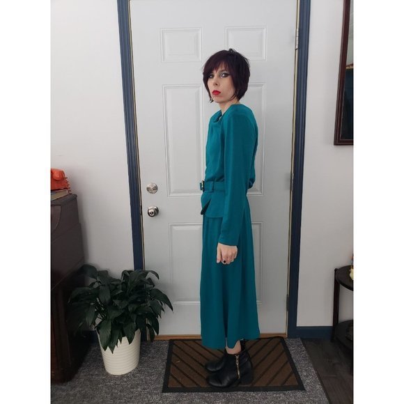 Vintage 80s Green Casual Dress - Picture 2 of 4
